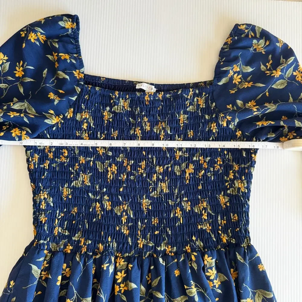 Baltic Born Marta Dress Bohemian Romance Wuthering Heights Floral Midi 1XL Navy - Picture 8 of 16